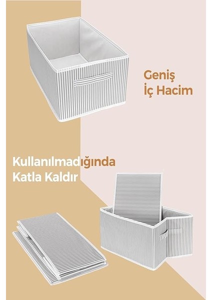 Içi Pantolon Düzenleyici Saklama Kutusu Organizer (Beyaz - Gri Çizgili) indirimleri
