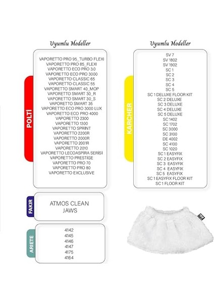 Polti-Karcher Buharlı Temizleyici Uyumlu Lastikli Havlu Bez Seti 5'li (Niceset A) fırsatları