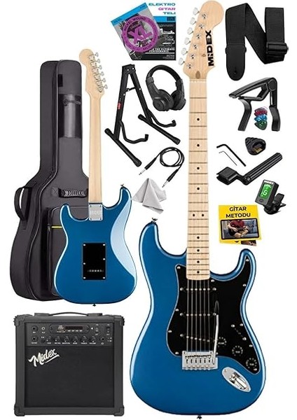 RPH-30BL-25AMP Maple Klavye Sss 25W Amfili Elektro Gitar Seti fiyatları