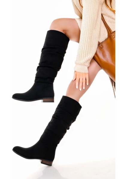 Winda Siyah Süet Körüklü Çizme modelleri