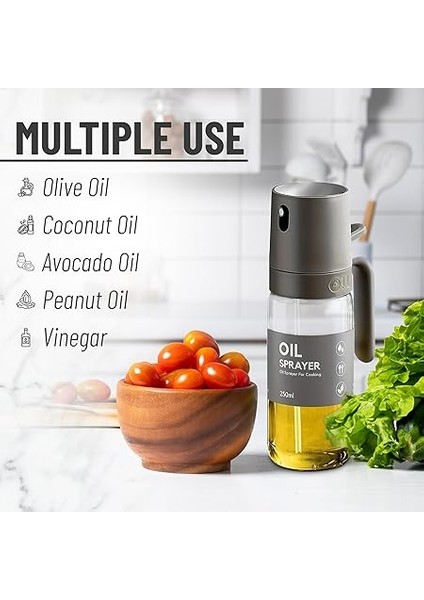 Yağ Püskürtücü Mutfak Aleti Pişirme Için Yüksek Borosilikat Cam Yağ Püskürtücü Bay, 250 ml Zeytinyağı Sprey Şişesi, Airfryer, Salata, Barbekü, Mutfak Pişirme, Kavurma, Koyu Gri modelleri