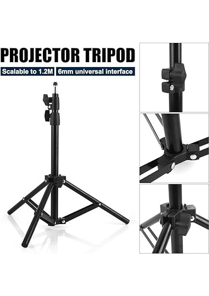 Projektör Tripodu, 6 mm Üniversal Alaşım Zemin Tripodu Katlanabilir Ağır Yük Tripod Ayağı, 1,2 M Yüksekliğe Kadar Projektör Için Ayarlanabilir 6 mm Arayüzlü Tüm Makinelere Uyum indirimleri