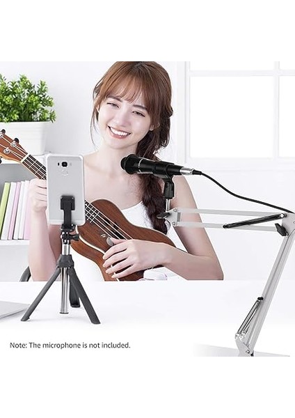 Mikrofon Standı Masaüstü Tembel Stand Geri Çekilebilir Stand Mikrofon Klipsli Beyaz indirimleri