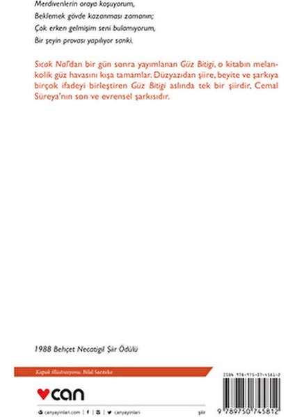 Güz Bitigi Cemal Süreya Ciltsiz 56 Sayfa Türkçe Edebiyat Kitabı fırsatları