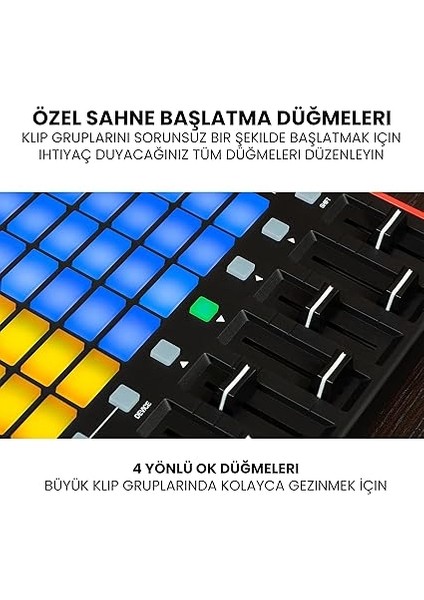 Professional Apc Mini - USB Mıdı Pad Controller ile Klip Başlatma, Ableton Live Lite, 64 Rgb Pedleri, Davul ve Nota Modu ve Mıdı Mikser indirimleri
