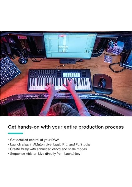 Launchkey 49 [mk4] 49 Tuşlu Yarı Ağırlıklı, Usb, Mıdı Klavye Kontrolörü, Daw Entegrasyonu ile Akor ve Ölçek Modları, 8 Davul Pedi ve Arpejjatör, Müzik Prodüksiyonu Için Yazılım Paketi Dahil modelleri