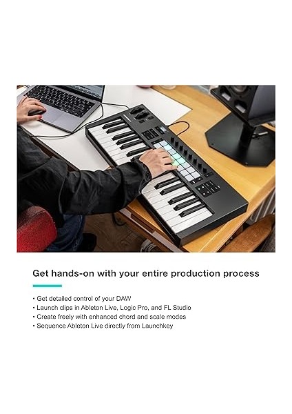 Launchkey 37 [mk4] — Kompakt 37 Tuşlu, Usb, Mıdı Klavye Kontrolörü, Daw Entegrasyonu Ile. Akor Modu, Ölçek Modu, 8 Davul Pedi ve Arpejjatör — Müzik Prodüksiyonu Için Yazılım Paketi Dahil modelleri