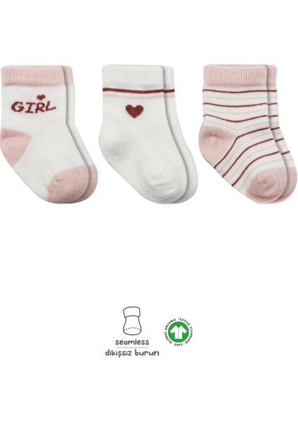 3'lü Penye Boy And Girl Soket Çorap BS10114 Pembe