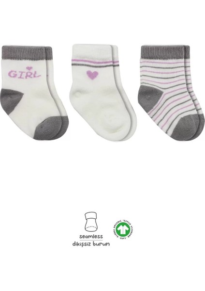 3'lü Penye Boy And Girl Soket Çorap BS10114 Gri