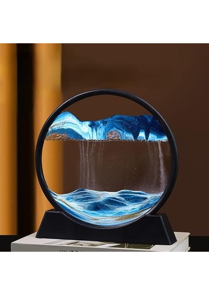 Inç Mavi Renk Dekoratif Yuvarlak Kum Saati Çöl Temalı Şık Kum Saati Stres Atıcı 18X17CM (Mavi) modelleri