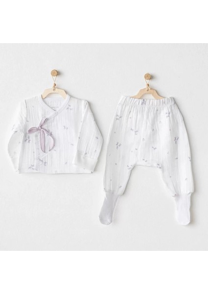 Magical Butterfly Müslin 2'li Zıbın Takım White