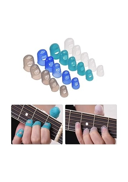 Gitar Aksesuarları Seti - 20 Adet Silikon Parmak Koruyucu, 10 Adet Pena, 4 Adet Başparmak ve Parmak Penası, Pena Tutucu, Akustik Başlangıç Seviyesi Için Plastik Saklama fiyatları