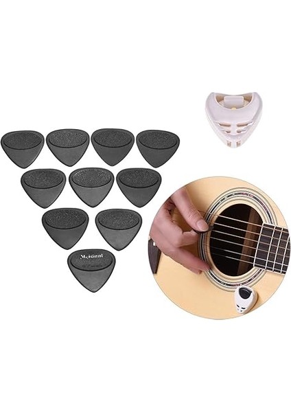 Gitar Aksesuarları Seti - 20 Adet Silikon Parmak Koruyucu, 10 Adet Pena, 4 Adet Başparmak ve Parmak Penası, Pena Tutucu, Akustik Başlangıç Seviyesi Için Plastik Saklama fırsatları