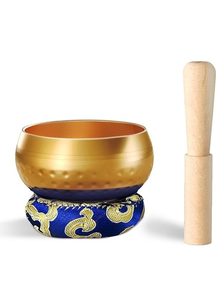 Tibet Şarkı Kase Seti, Farkındalık ve Stres Giderici Zen Dekor, Şifa ve Farkındalık Için Nepal'de El Yapımı Kase (Altın, 3 Inç)