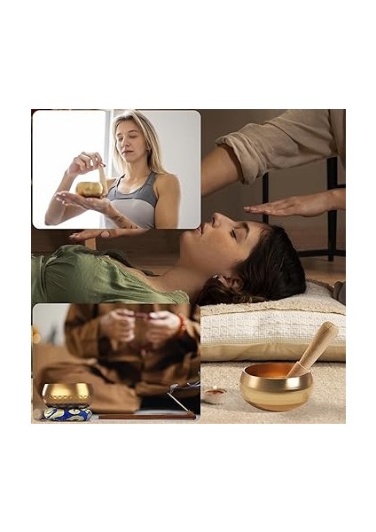 Tibet Şarkı Kase Seti, Farkındalık ve Stres Giderici Zen Dekor, Şifa ve Farkındalık Için Nepal'de El Yapımı Kase (Altın, 3 Inç) fiyatları