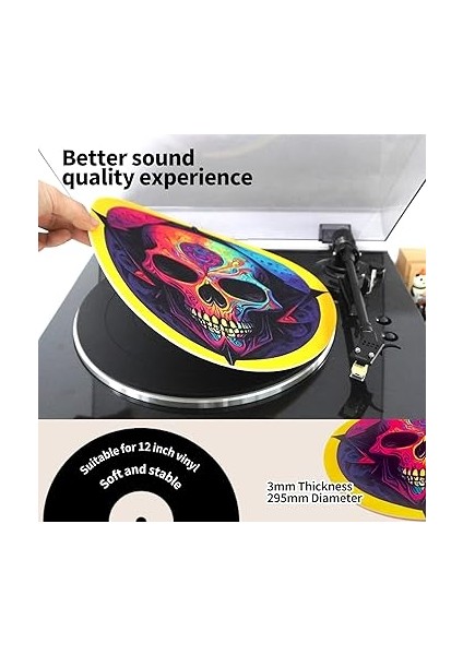 Mat Vinil Slipmat 12 Inç Vinil Kayıt Oyuncular Pikap Kaymaz Mat Antistatik ve Ses Kalitesini Geliştirmek Için (Sarı) indirimleri