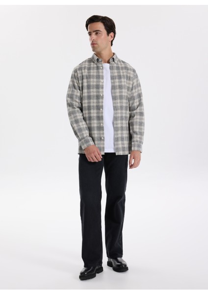 Yüksek Bel Geniş Paça Straight Siyah Kadın Denim Pantolon F5WL-PNT0189