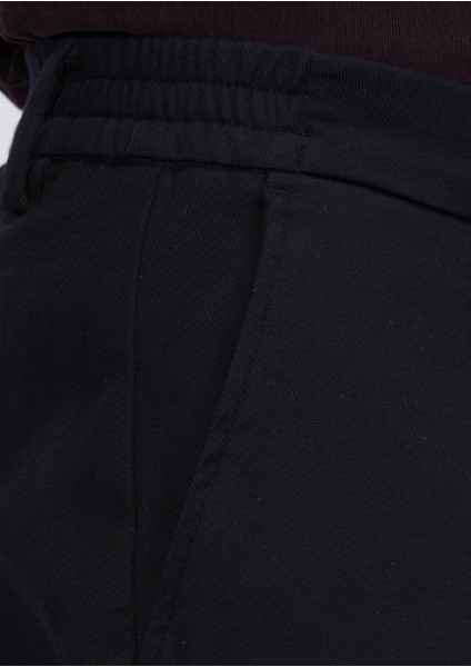 Siyah Düz Dokuma Jogging Fit Casual Pamuk Karışımlı Pantolon modelleri