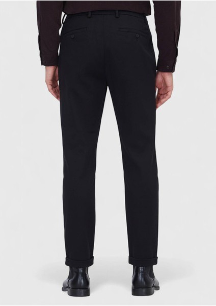 Siyah Düz Dokuma Jogging Fit Casual Pamuk Karışımlı Pantolon indirimleri