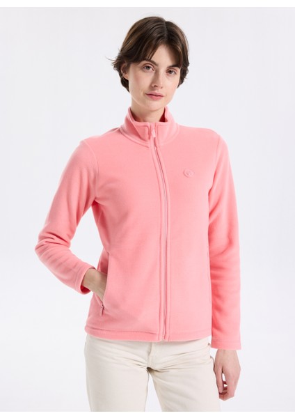 D5WL-SWT3303 Pembe Dik Yaka Basic Düz Kadın Polar Sweatshırt modelleri