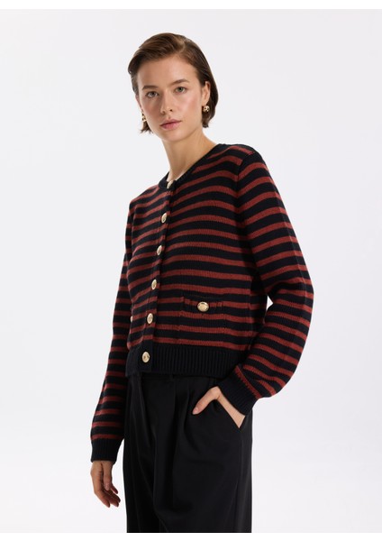 Siyah - Kahve Kadın Hırka F5WL-HRK0420