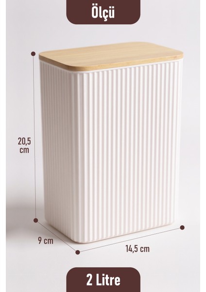 2 Litre Bambu Kapaklı Erzak Gıda Bakliyat Saklama Kabı Mutfak Organizeri fırsatları