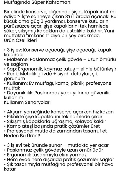 3’ü 1 Arada Konserve Açacağı – Şişe Açacağı ve Kapak Kaldıracı Paslanmaz Çelik 722236