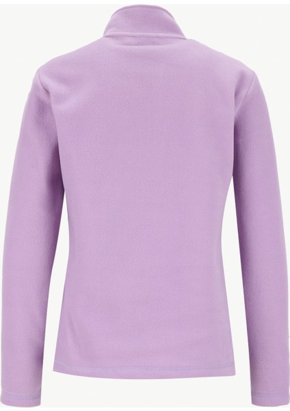 D5WL-SWT3302 Lila Fermuarlı Yaka Basic Düz Kadın Polar Sweatshırt