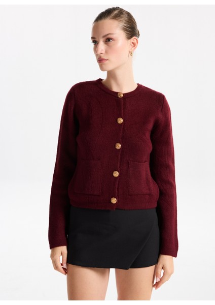Bordo Kadın Hırka F5WL-HRK0404