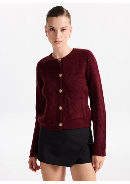 Bordo Kadın Hırka F5WL-HRK0404 fiyatları