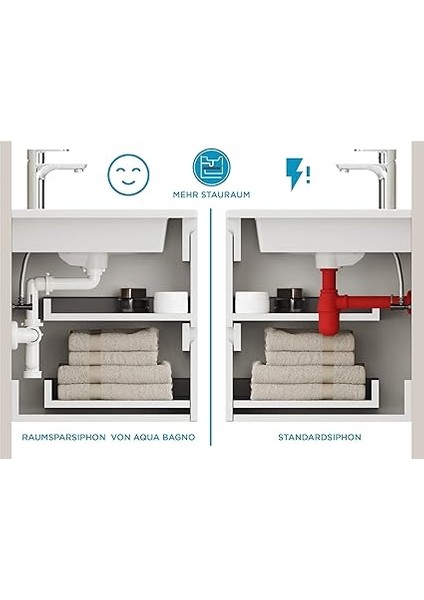 Bagno Yer Tasarruflu Sifon Lavabo - Mobilya Sifonu - Yerden Tasarruf Sağlayan Sifon - Düz Gider - Banyo - Esnek Ayarlanabilir - G 1 1/4 Inç - DN32 fırsatları