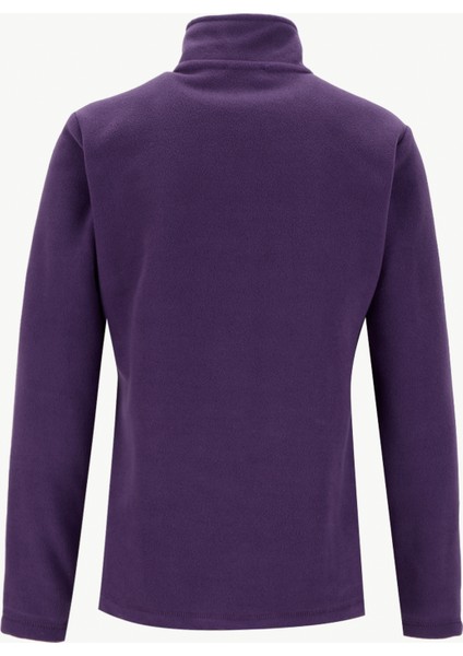 D5WL-SWT3302 Mor Fermuarlı Yaka Basic Düz Kadın Polar Sweatshırt