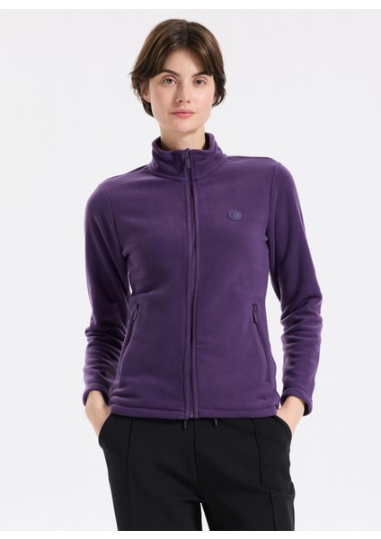D5WL-SWT3303 Mor Dik Yaka Basic Düz Kadın Polar Sweatshırt