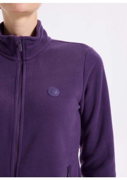 D5WL-SWT3303 Mor Dik Yaka Basic Düz Kadın Polar Sweatshırt fırsatları