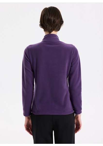 D5WL-SWT3303 Mor Dik Yaka Basic Düz Kadın Polar Sweatshırt indirimleri