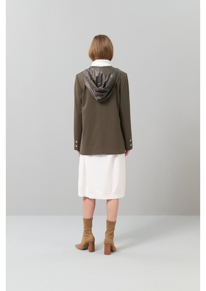 Kapüşonlu Örme Ceket Haki K2426002_023