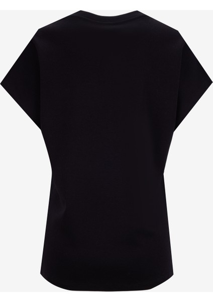 Bisiklet Yaka Taşlı Siyah Kadın T-Shirt F5WL-TST0247 fırsatları