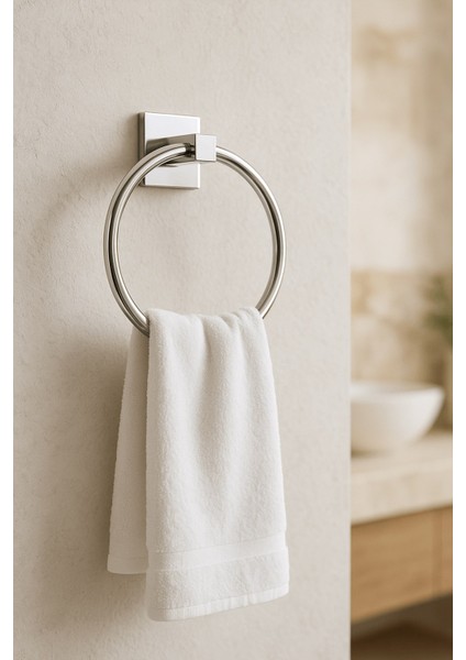 Krom Yuvarlak Halka Havlu Askılığı – Kare Topuzlu, Krom Kaplama, Dayanıklı Metal Askı (Yapıştır/vidala) fırsatları