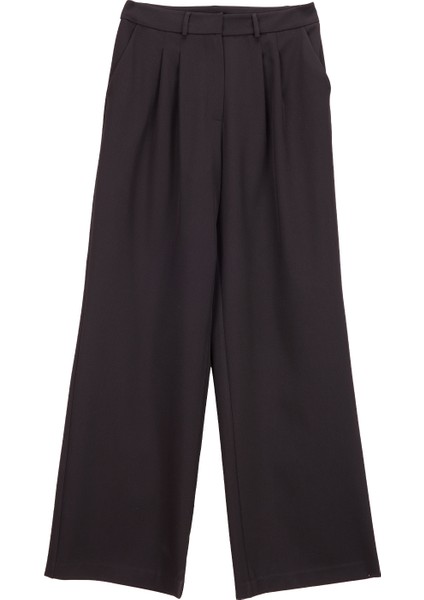 Normal Bel Geniş Fit Siyah Kadın Pantolon F5WL-PNT0067 fiyatları