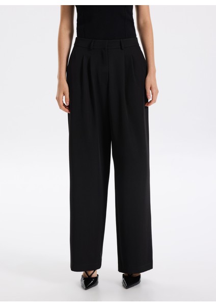 Normal Bel Geniş Fit Siyah Kadın Pantolon F5WL-PNT0067 indirimleri