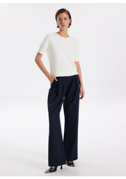 Normal Bel Geniş Fit Lacivert Kadın Pantolon F5WL-PNT0144