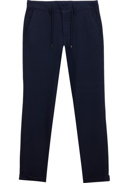 Bağlamalı Bel Duble Paça Jogger Lacivert Erkek Pantolon F5WM-PNT 2533