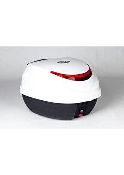 Motosiklet Arka Çanta 32LT Beyaz Reflektörlü Kolay Kilit Sistemi ile