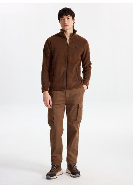 D5WM-SWT3301 Kahve Dik Yaka Basic Düz Erkek Polar Sweatshırt fiyatları