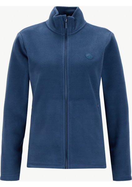 D5WL-SWT3303 Indigo Dik Yaka Basic Düz Kadın Polar Sweatshırt