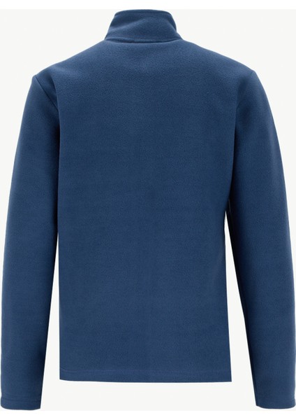 D5WL-SWT3303 Indigo Dik Yaka Basic Düz Kadın Polar Sweatshırt