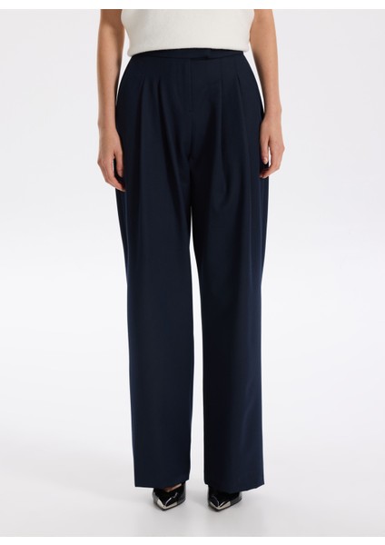 Normal Bel Geniş Fit Lacivert Kadın Pantolon F5WL-PNT0144 modelleri