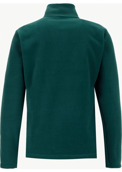 D5WL-SWT3303 Koyu Yeşil Dik Yaka Basic Düz Kadın Polar Sweatshırt