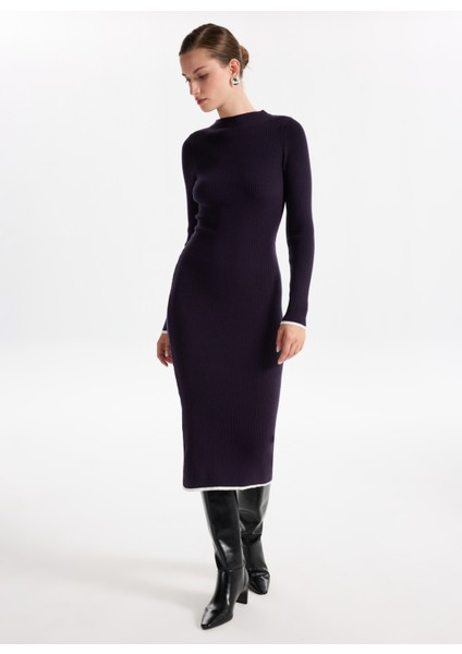 Lacivert Kadın Yarım Balıkçı Fitilli Elbise F5WL-ELB0401 fiyatları