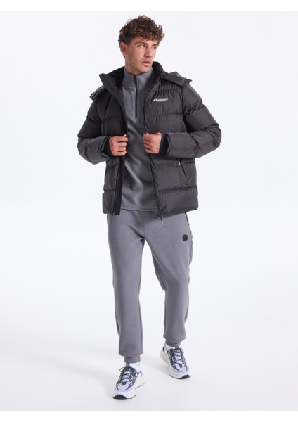 D5WM-MNT3642 Siyah Kapüşon Yaka Relaxed Düz Erkek Şişme Mont indirimleri